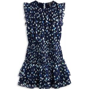 Aqua Girls Speckle Flutter Smocked Dress, Girls sz L